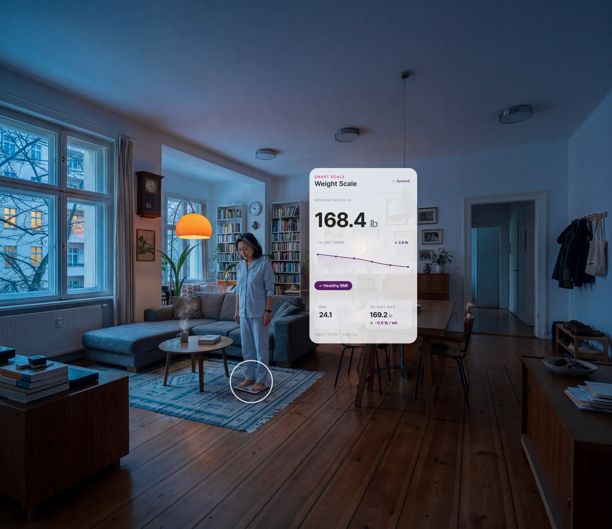 Patient at home in the morning